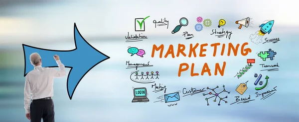 Marketing Plan Concept Getekend Door Een Zakenman — Stockfoto