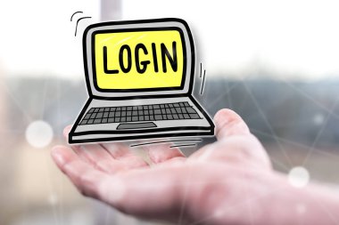 Oturum açma kavramı bir adamın elini yukarıda