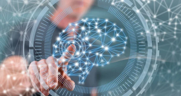 Adam bir zeka kavramı onun parmak dokunmatik ekranlı cep bilgisayarlarda dokunmadan