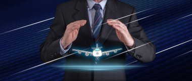 Koruyucu bir jest olarak işadamı ile seyahat sigorta kavramı