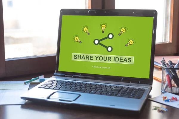 Laptop screen displaying an ideas sharing concept