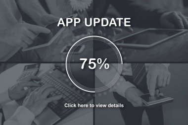 Uygulama güncelleme kavramı arkaplandaki resimlerle gösterilmiştir