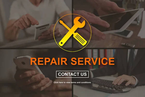 Reparera Servicekoncept Illustrerade Med Bilder Bakgrund — Stockfoto