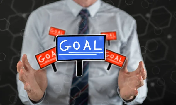 Goal Concept Hands Man Background — Stock Photo, Image