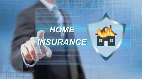 Man Touching Home Insurance Concept Touch Screen His Fingers — Stock Photo, Image