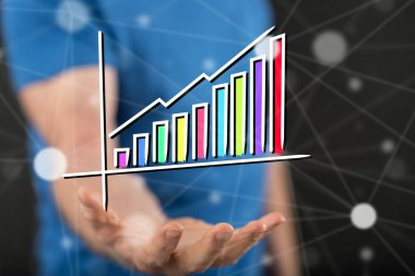 Finansal büyüme kavramı içinde geçmiş bir adamın elini yukarıda