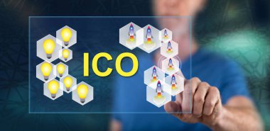 Adam bir ICO kavramı onun parmak dokunmatik ekranlı cep bilgisayarlarda dokunmadan