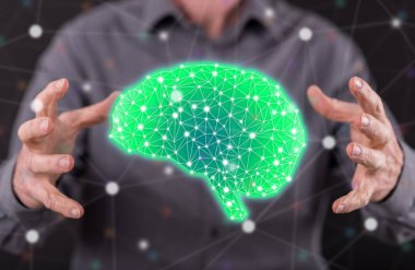 Arka planda bir adamın elleri arasında istihbarat kavramı