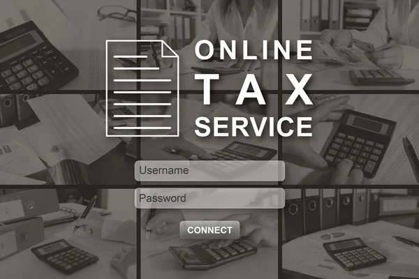 Online Tax Service Concept Geïllustreerd Door Foto Achtergrond — Stockfoto