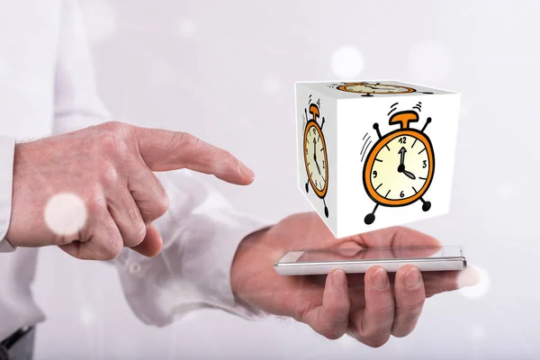 Time Concept Smartphone Held Man — Stock Photo, Image