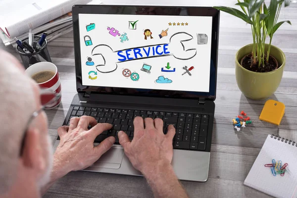 Customer Service Concept Shown Laptop Used Man — Stock Photo, Image