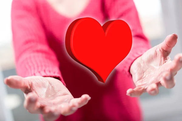 Liebeskonzept Über Den Händen Einer Frau Hintergrund — Stockfoto