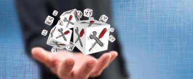 Bakım hizmeti kavramı, arka plandaki bir adamın elinin üstünde.