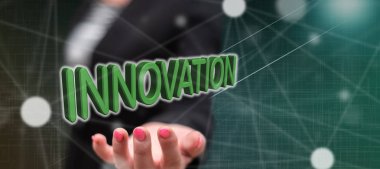 Arka planda bir kadının el üstünde yenilik kavramı