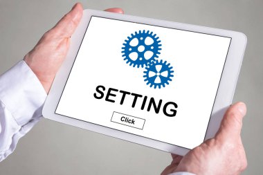 Bir ayar kavram görüntüleyen tablet ekranı