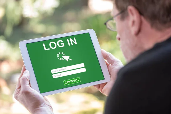 Tablet Screen Displaying Login Concept — Stock Photo, Image