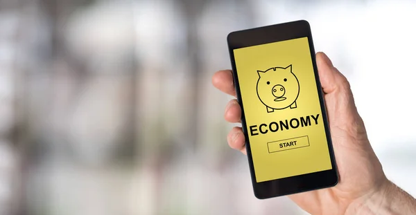 Smartphone Screen Displaying Economy Concept — Stock Photo, Image