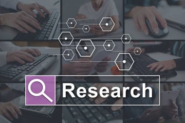 Arkaplandaki resimlerle gösterilen araştırma kavramı