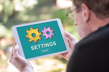 Bir ayarlar konseptini gösteren tablet ekranı