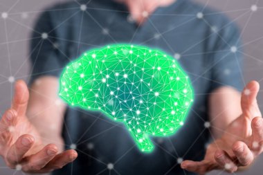 Arka planda bir adamın elleri arasında istihbarat kavramı