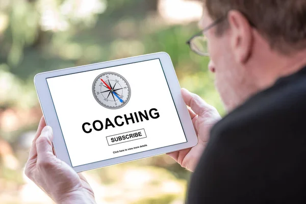 Schermo Tablet Che Mostra Concetto Coaching — Foto Stock