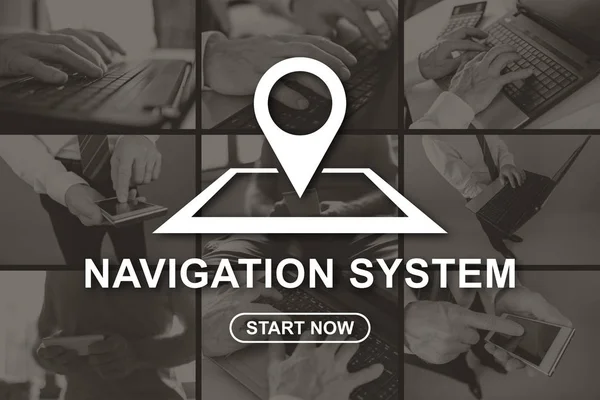 Concept Système Navigation Illustré Par Des Images Arrière Plan — Photo