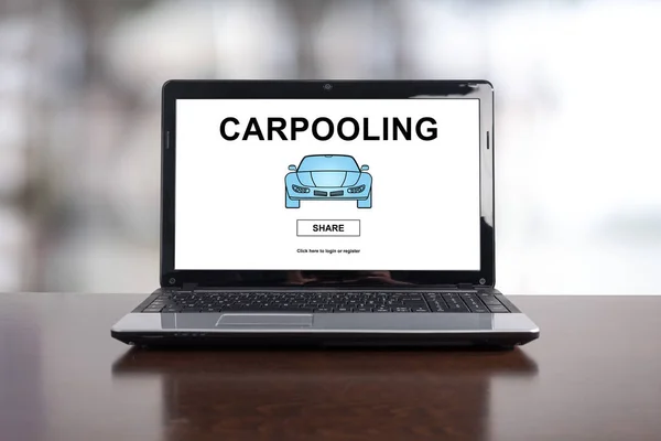 Concetto Car Pooling Uno Schermo Portatile — Foto Stock