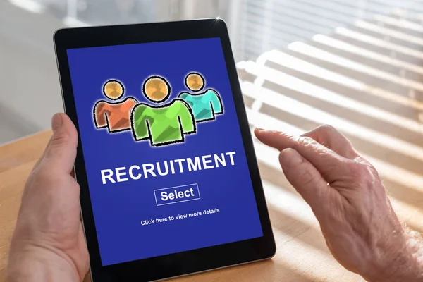 Tablet screen displaying a recruitment concept