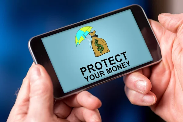 Smartphone screen displaying a money protection concept