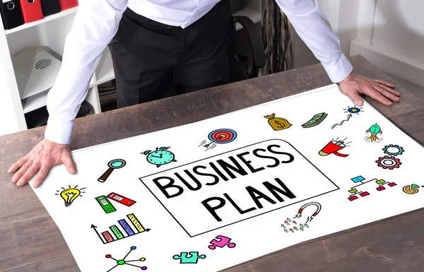 Man Watching Business Plan Concept Placed Desk — Stock Photo, Image