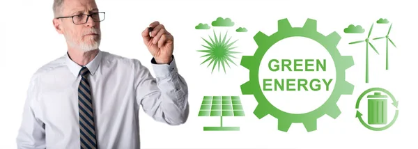 Koncepcja Zielonej Energii Opracowana Przez Przedsiębiorcę — Zdjęcie stockowe