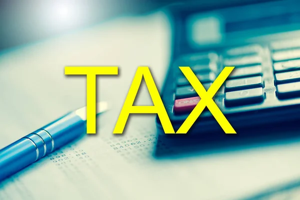 Concept Van Tax Met Rekenmachine Achtergrond — Stockfoto