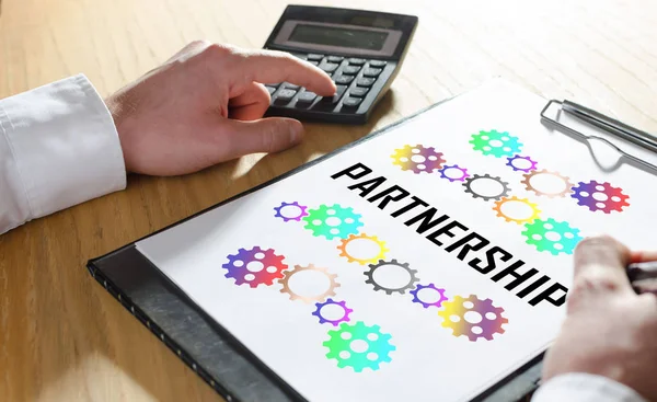 Partnership Concept Hand Using Calculator — Stock Photo, Image