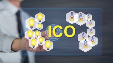 Adam bir ICO kavramı onun parmak dokunmatik ekranlı cep bilgisayarlarda dokunmadan