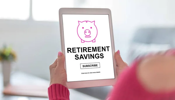Tablet screen displaying a retirement savings concept