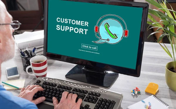 Customer support concept on a computer — Stock Photo, Image
