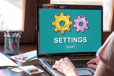 Bir ayarları gösteren dizüstü bilgisayar ekranı