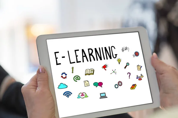 Tablet screen displaying an e-learning concept