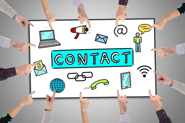 Handen Wijzen Contact Concept — Stockfoto