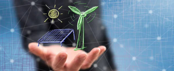 Green Energy Concept Hand Man Background — Stock Photo, Image