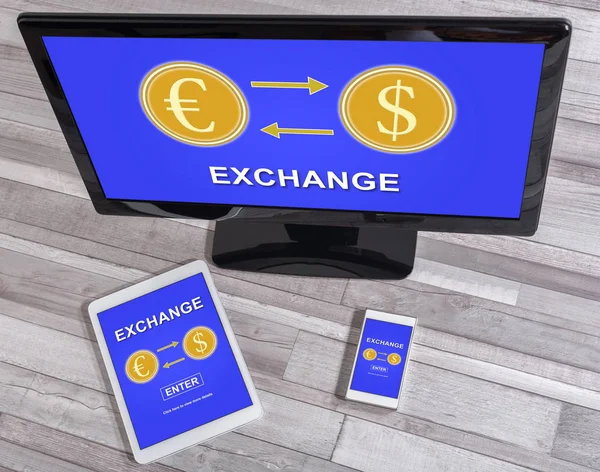 Exchange Konceptet Visas Olika Information Teknik Enheter — Stockfoto