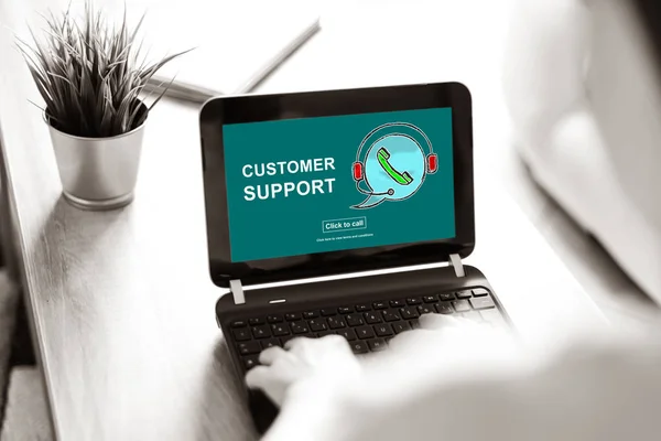 Laptop screen displaying a customer support concept