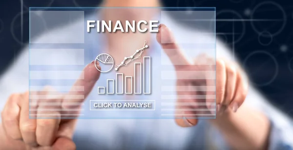 Woman Touching Finance Concept Touch Screen Her Fingers — Stock Photo, Image