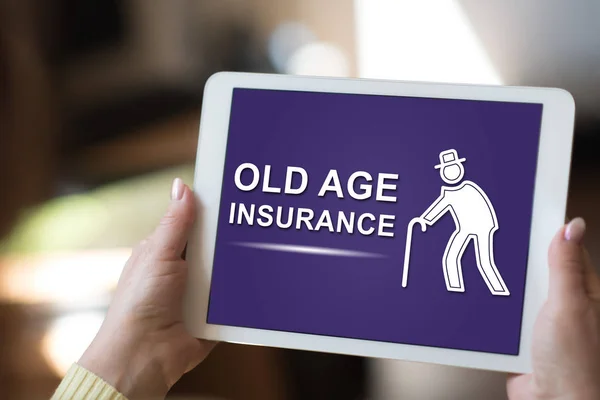 Tablet Screen Displaying Old Age Insurance Concept — Stock Photo, Image