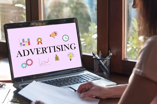 Laptop screen displaying an advertising concept