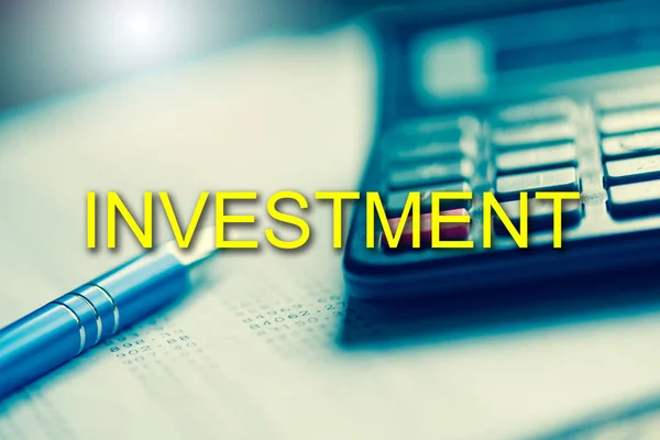 Conceito Investimento Com Calculadora Segundo Plano — Fotografia de Stock