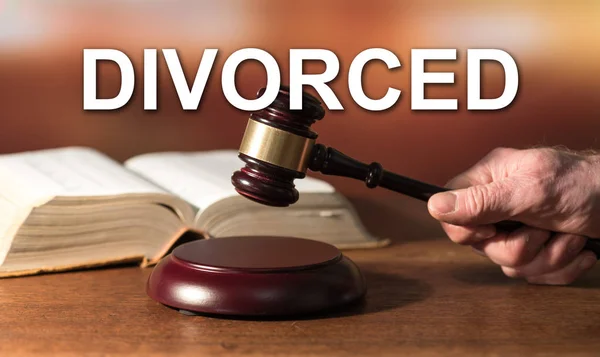 Concept Divorce Judge Hammer Law Book Background — Stock Photo, Image