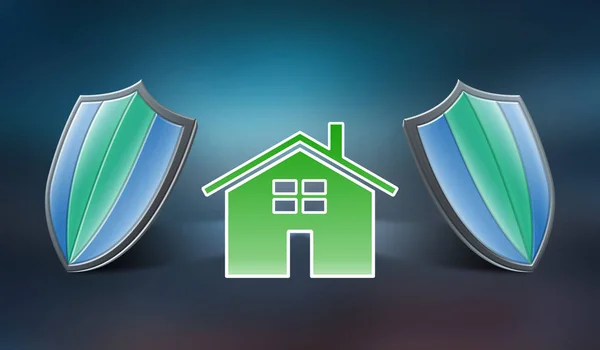 House between shields, home insurance concept