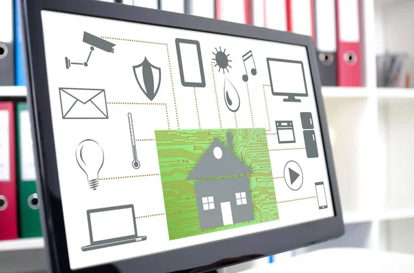 Home automation concept shown on a computer screen