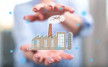 Hava kirliliği kavramı el arka plan içinde bir kadın arasında